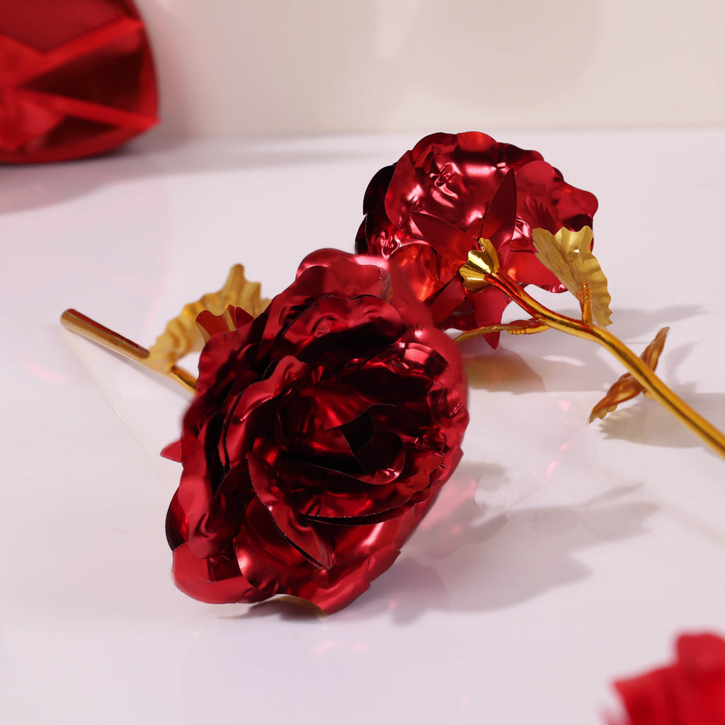 Romantic Red Teddy & Chocolate Gift Hamper with Golden Rose – Love Surprise Box