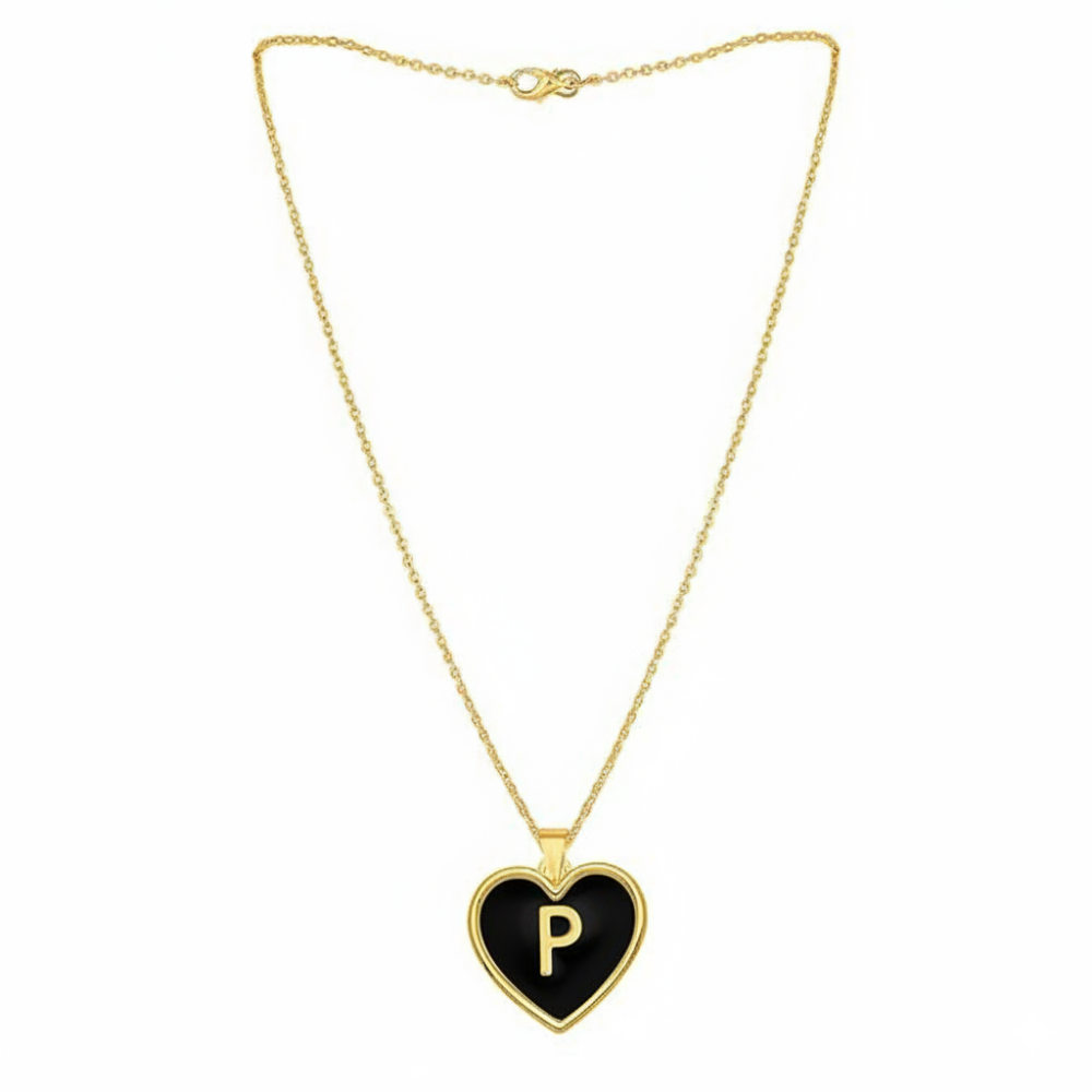 Moskai Love Collection Personalized Initial Red Heart Enamel Pendant