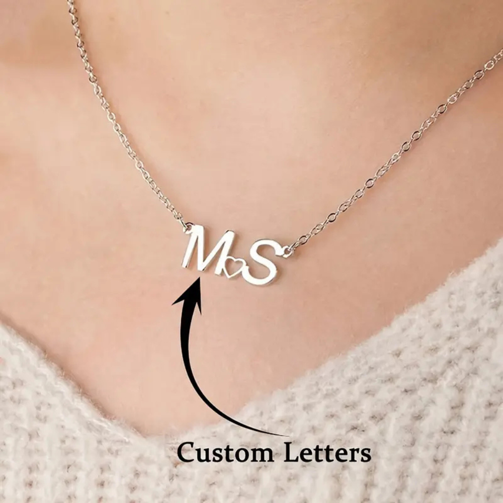 Moskai Personalised Initial & Heart Collection Name Necklace
