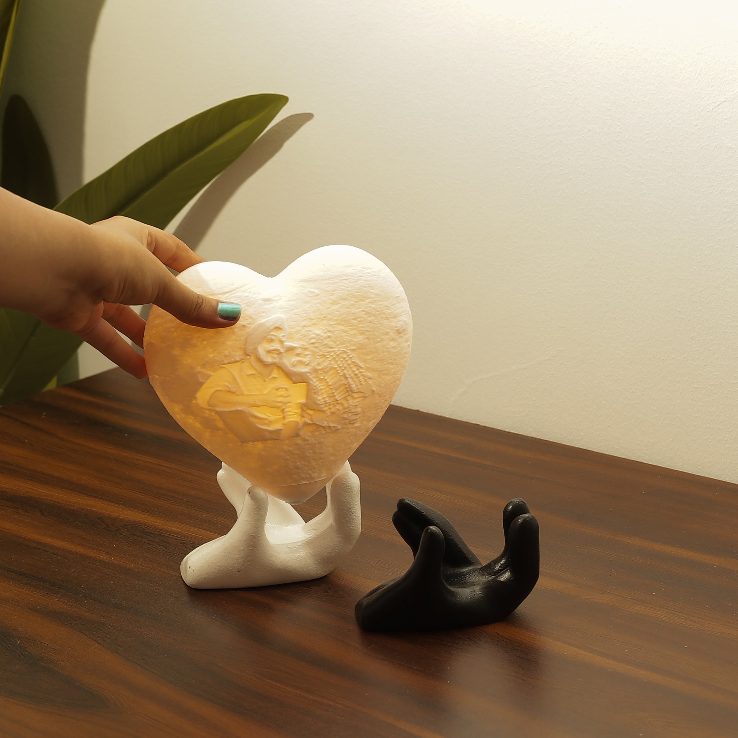 Personalized Heart Photo Moon 3D Lamp  - 13 Cm