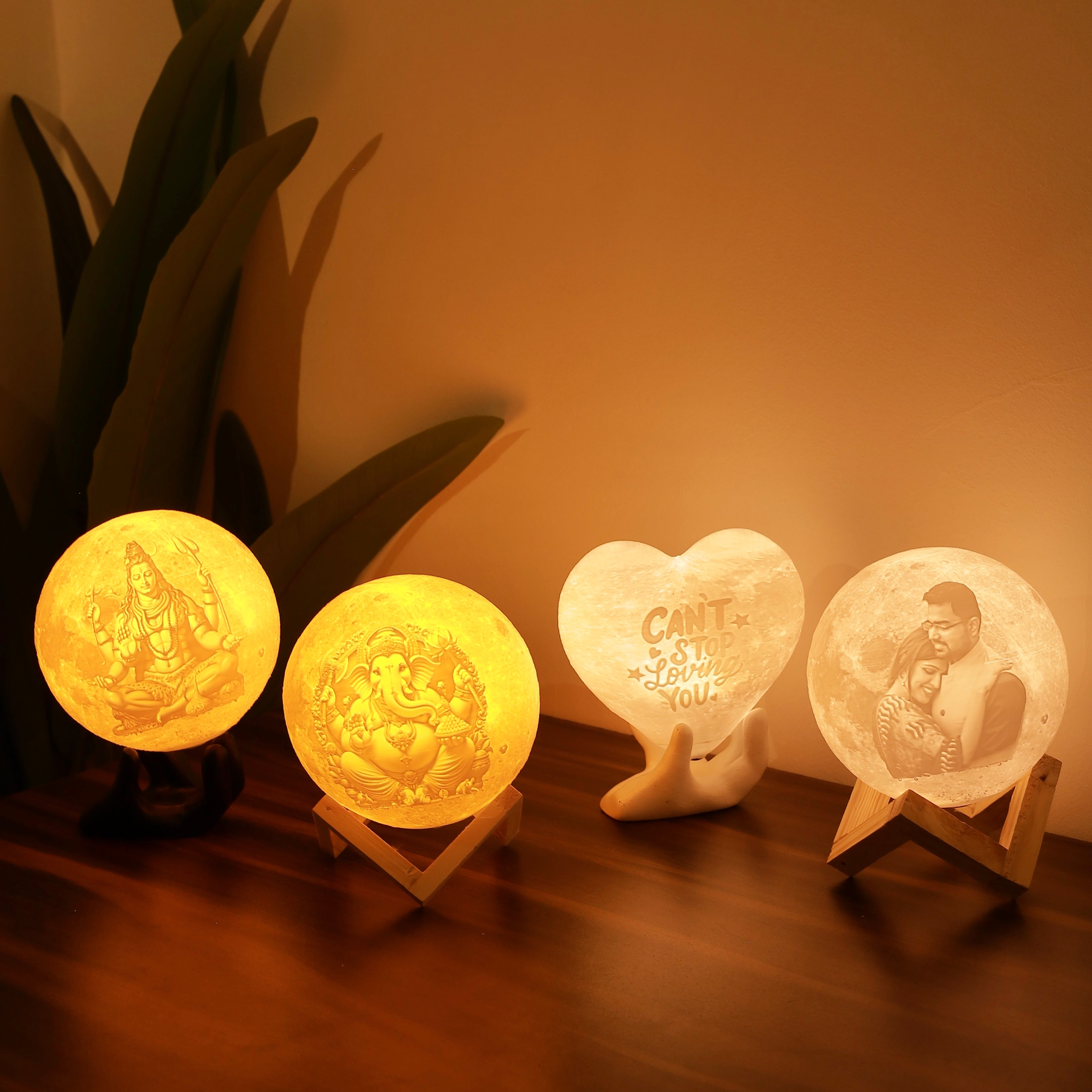 Personalized Heart Photo Moon 3D Lamp  - 13 Cm