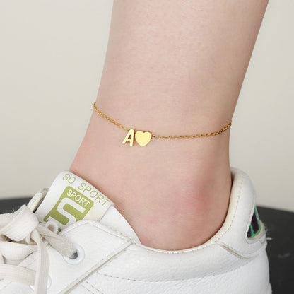 Moskai Personalised Initial Anklet with Heart