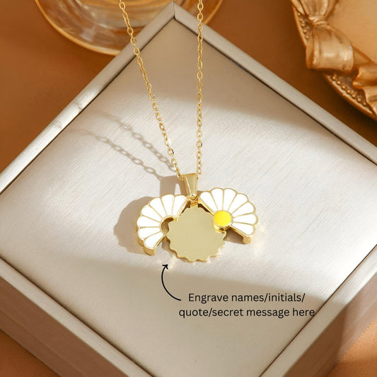 Personalized Hidden Secret Message Daisy Locket Necklace