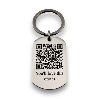 Personalised QR Code Keychain with Custom Text | Secret Message Gift