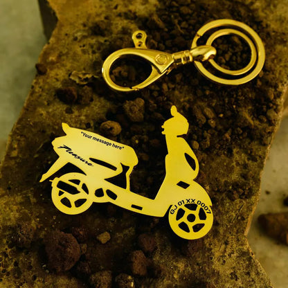 Moskai Personalized Honda Bike Keychain with Name & Number Plate – Custom Gift for Bikers