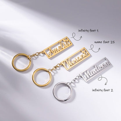 Moskai Personalized Name Keychain – Custom Gift in Gold, Rose Gold & Silver Finish
