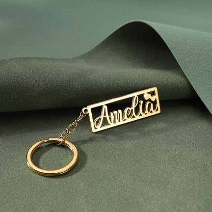 Moskai Personalized Name Keychain – Custom Gift in Gold, Rose Gold & Silver Finish