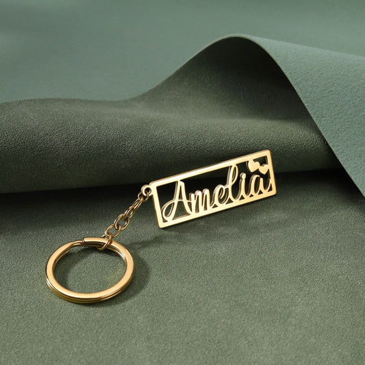 Moskai Personalized Name Keychain – Custom Gift in Gold, Rose Gold & Silver Finish