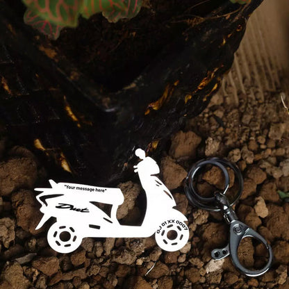 Moskai Personalized Scooter Keychain – Custom Engraved Gift in Gold & Silver for Bike Lovers
