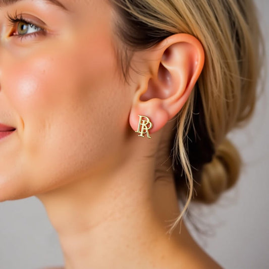 Moskai Personalized Monogram Stud Earrings – Custom Initial Jewelry for Women