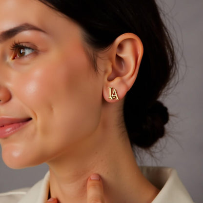 Moskai Personalized Monogram Stud Earrings – Custom Initial Jewelry for Women