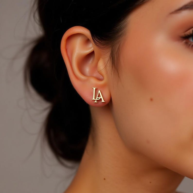 Moskai Personalized Monogram Stud Earrings – Custom Initial Jewelry for Women