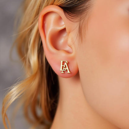 Moskai Personalized Monogram Stud Earrings – Custom Initial Jewelry for Women