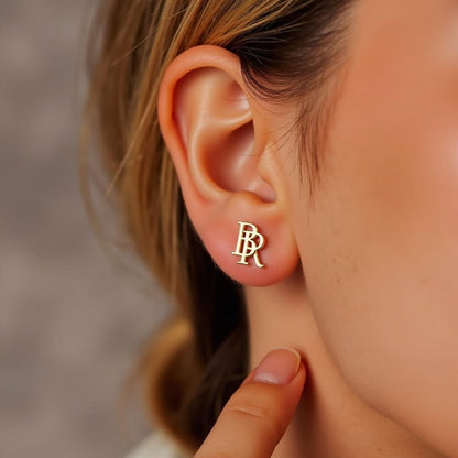 Moskai Personalized Monogram Stud Earrings – Custom Initial Jewelry for Women