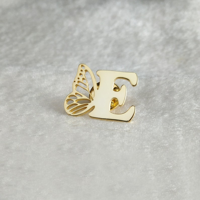 Personalized Butterfly Initial Brooch – Custom Lapel Pin Gift