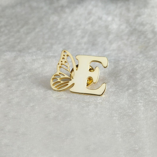 Personalized Butterfly Initial Brooch – Custom Lapel Pin Gift