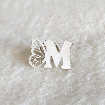 Personalized Butterfly Initial Brooch – Custom Lapel Pin Gift