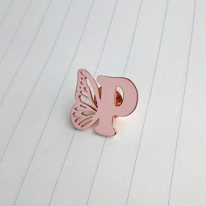 Personalized Butterfly Initial Brooch – Custom Lapel Pin Gift