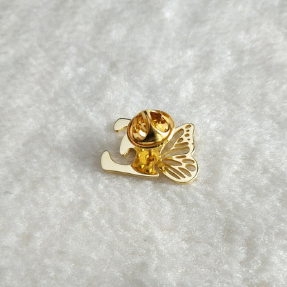 Personalized Butterfly Initial Brooch – Custom Lapel Pin Gift