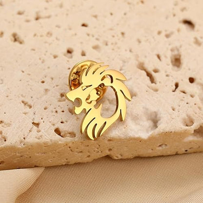 Personalized Lion Shape Pin – Custom Brooch Gift for Him
