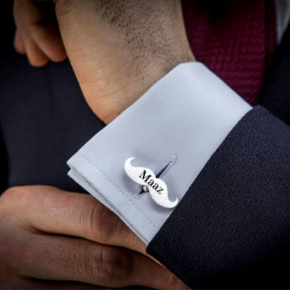 Personalized Moustache Cufflinks – Custom Name or Initial Design