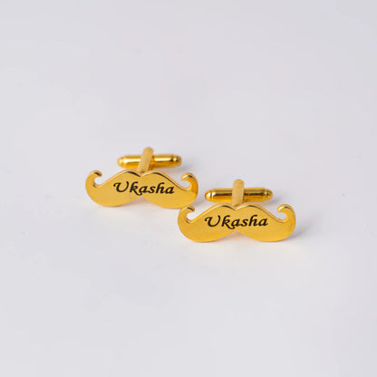 Personalized Moustache Cufflinks – Custom Name or Initial Design