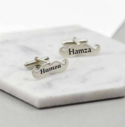 Personalized Moustache Cufflinks – Custom Name or Initial Design