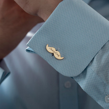 Personalized Moustache Cufflinks – Custom Name or Initial Design