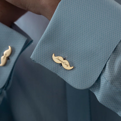 Personalized Moustache Cufflinks – Custom Name or Initial Design