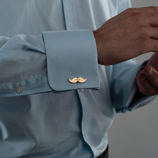 Personalized Moustache Cufflinks – Custom Name or Initial Design