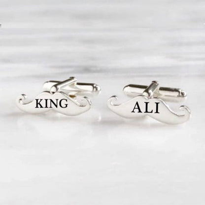 Personalized Moustache Cufflinks – Custom Name or Initial Design