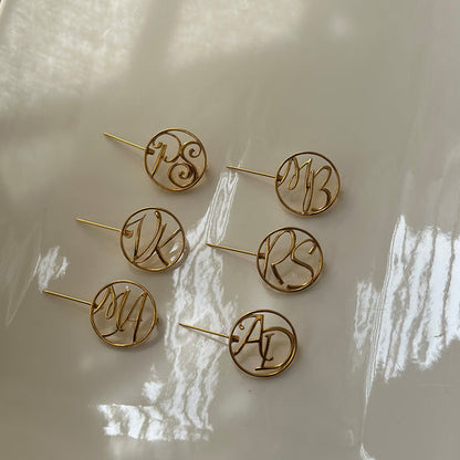 Personalized Round Initial Brooch – Custom Gift for Her or Him