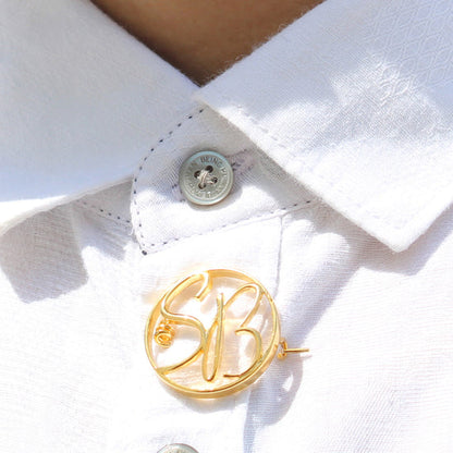 Personalized Round Initial Brooch – Custom Gift for Her or Him