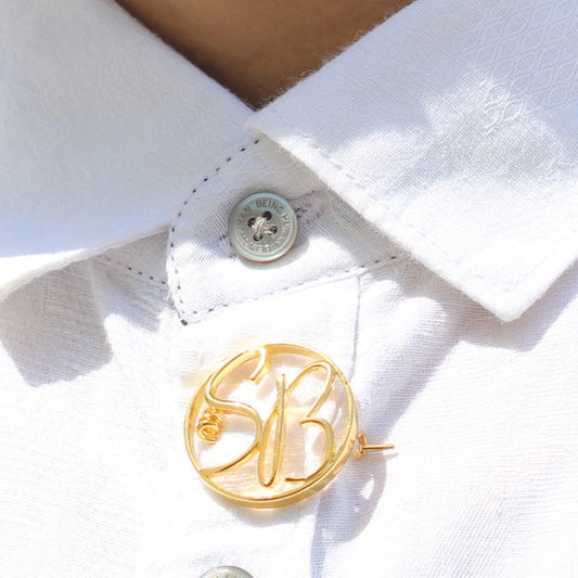Personalized Round Initial Brooch – Custom Gift for Her or Him