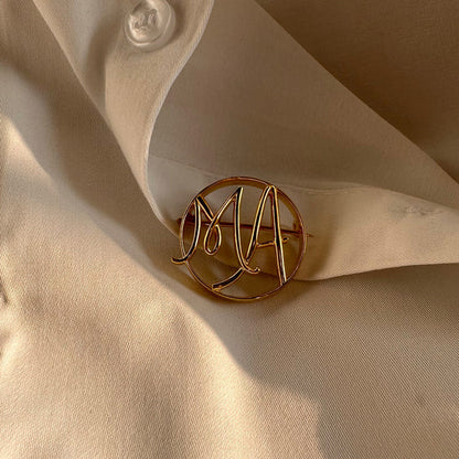 Personalized Round Initial Brooch – Custom Gift for Her or Him