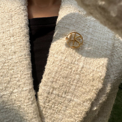 Personalized Round Initial Brooch – Custom Gift for Her or Him