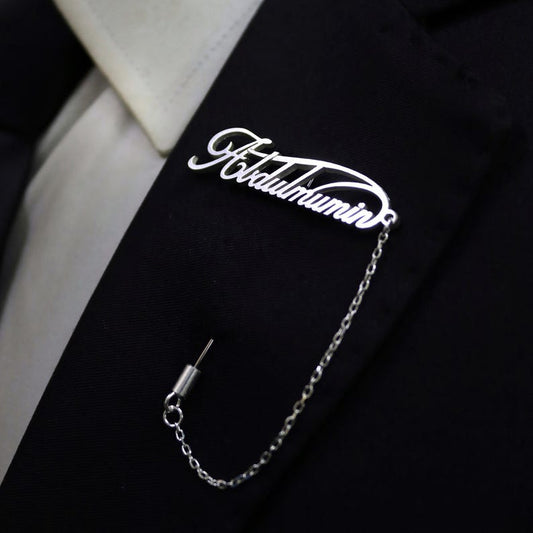 Personalized Name Brooch – Custom Lapel Pin for Him or Her