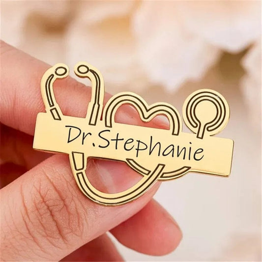 Personalized Doctor Name Brooch – Custom Stethoscope Pin