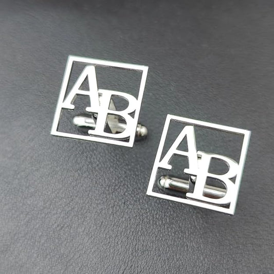 Personalized Square Initial Cufflinks – Custom Monogram Gift