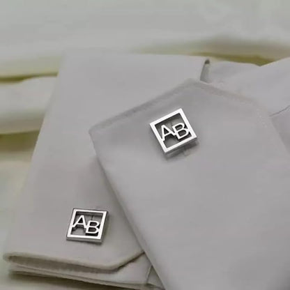 Personalized Square Initial Cufflinks – Custom Monogram Gift