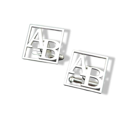 Personalized Square Initial Cufflinks – Custom Monogram Gift
