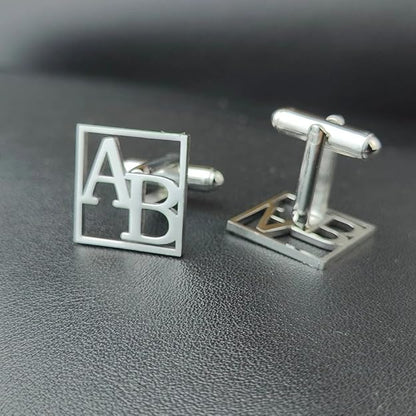 Personalized Square Initial Cufflinks – Custom Monogram Gift
