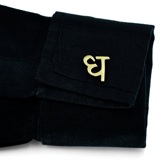 Custom Hindi Initial Cufflinks – Personalized Name Cufflinks