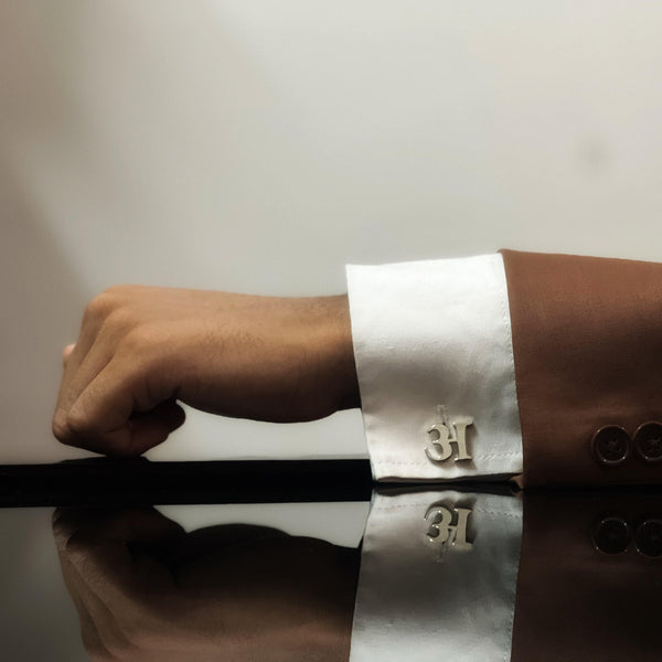 Custom Hindi Initial Cufflinks – Personalized Name Cufflinks