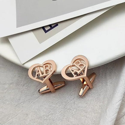 Personalized Heart Cufflinks with Initials – Custom Design