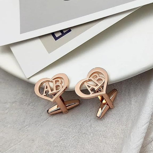 Personalized Heart Cufflinks with Initials – Custom Design