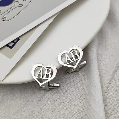 Personalized Heart Cufflinks with Initials – Custom Design
