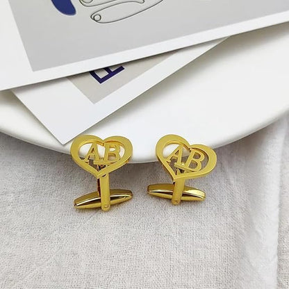 Personalized Heart Cufflinks with Initials – Custom Design