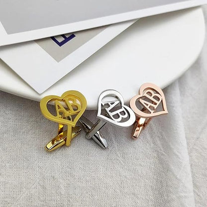 Personalized Heart Cufflinks with Initials – Custom Design