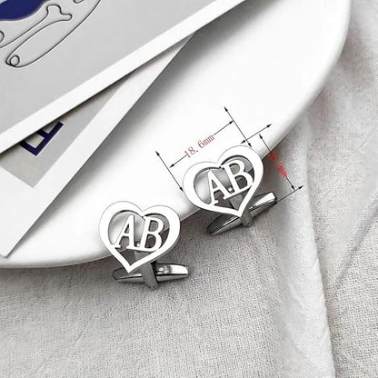 Personalized Heart Cufflinks with Initials – Custom Design